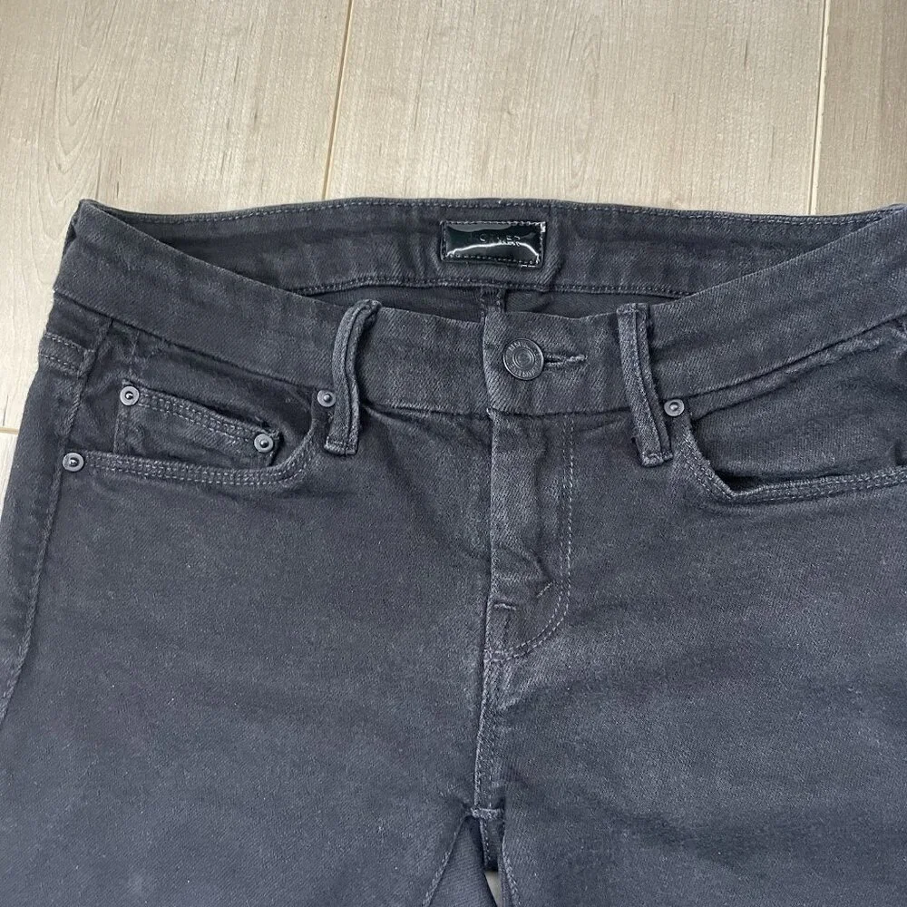 MOTHER The Looker Skinny Jeans Womens 25 Black‎ Mid Rise Minimalist Glam